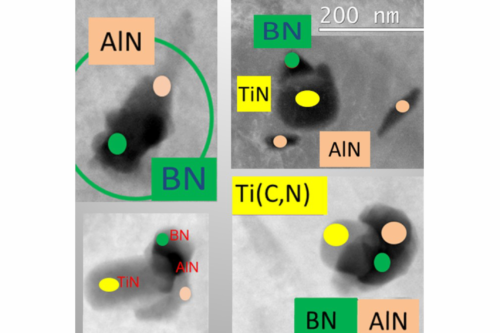 SEM image showing boron segregation at grain boundaries