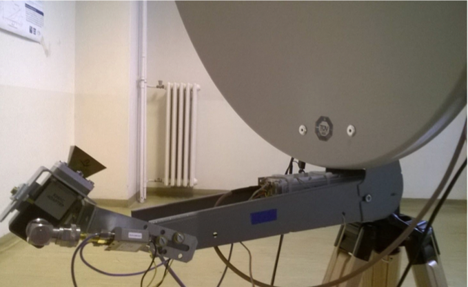 View of a feed horn for parabolic dish