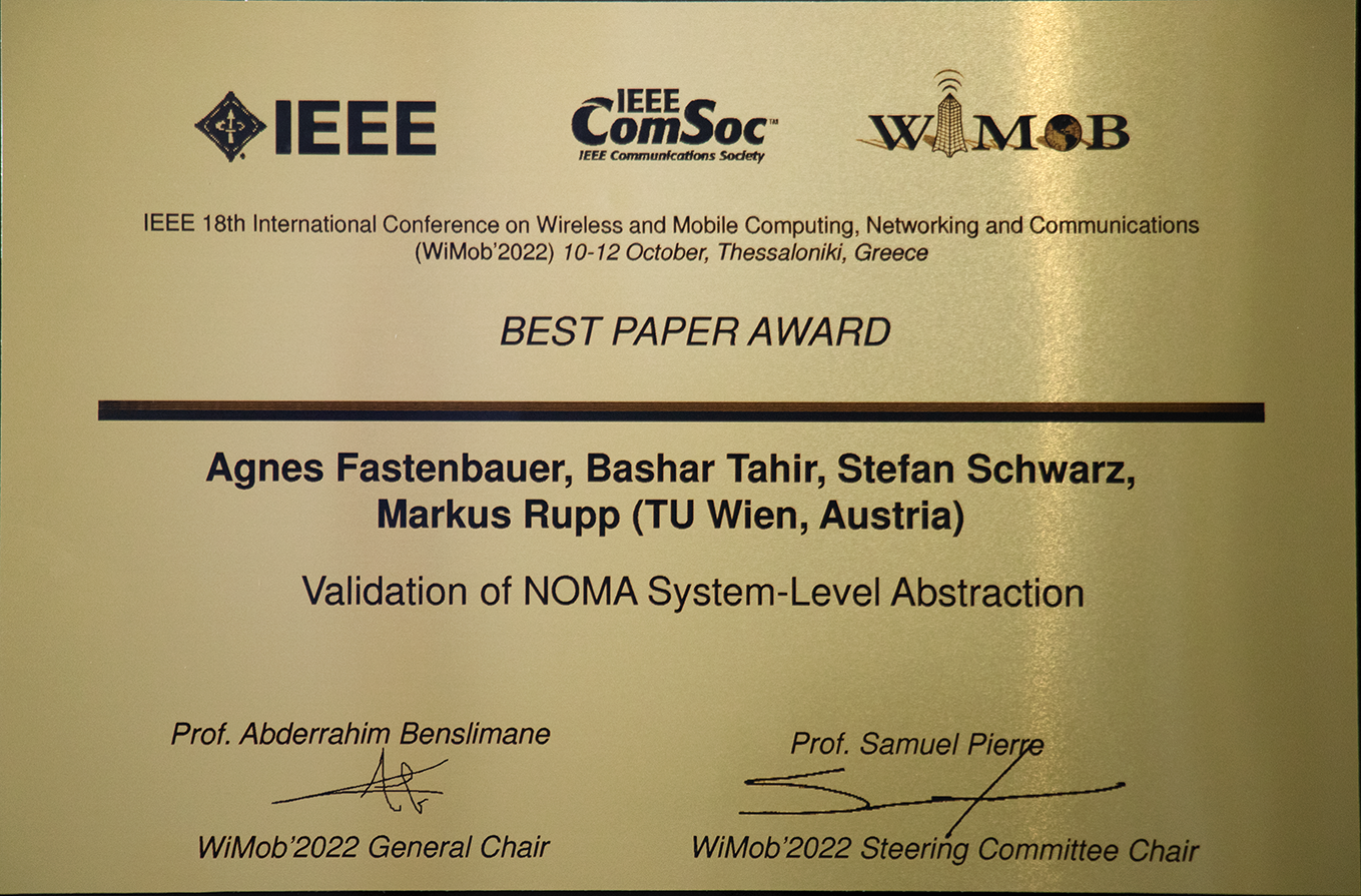 Urkunde WiMob 2022 Best Paper Award