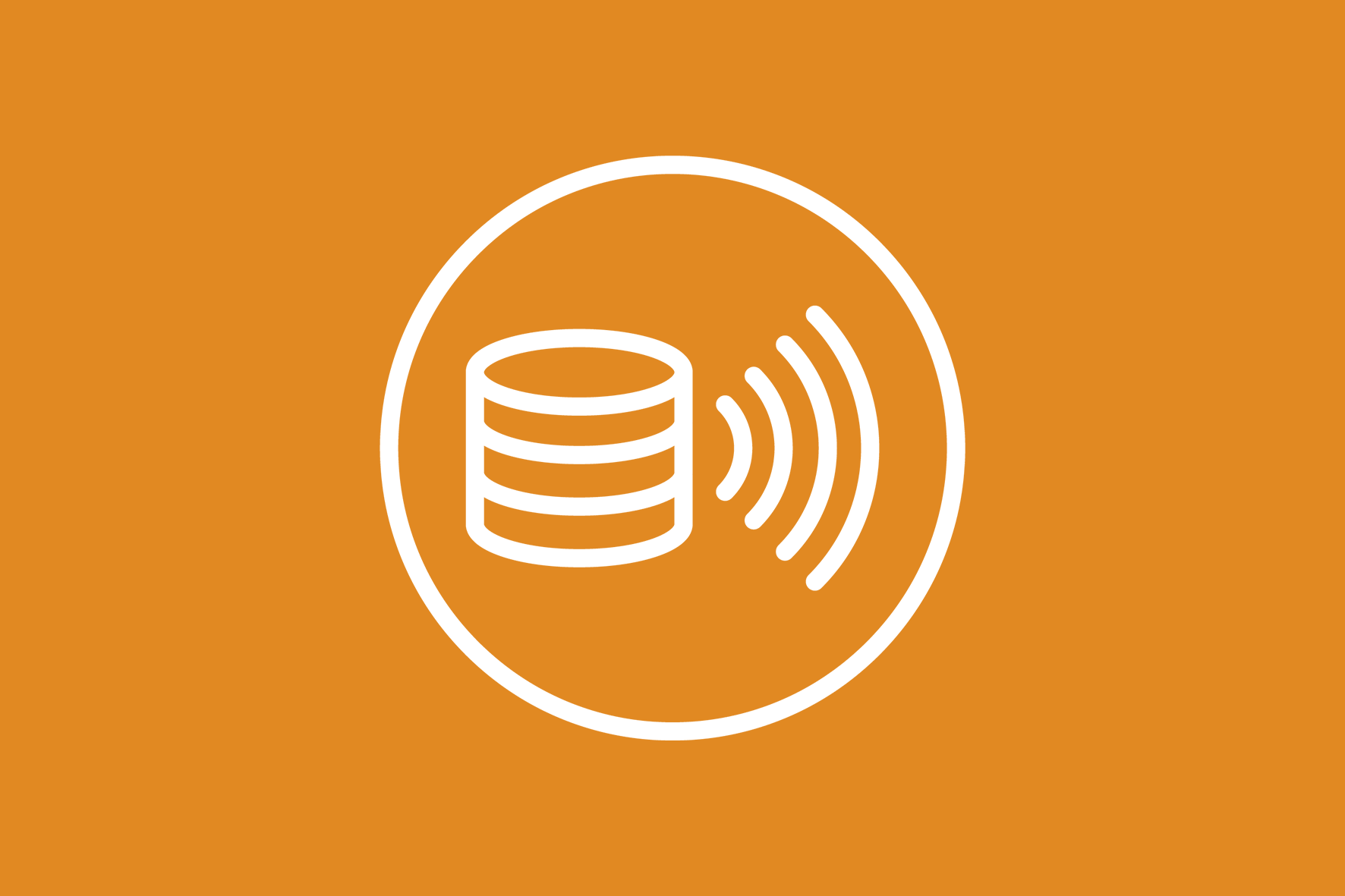 Icon Publizieren mit orangem Hintergrund