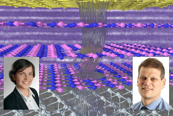 Electrons escaping through three layers of hBN. Insets: Theresia Knobloch and Tibor Grasser