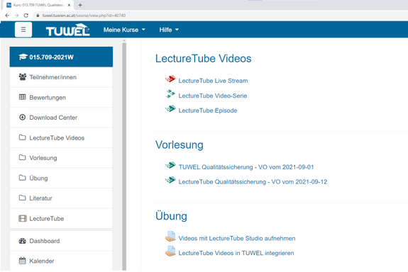 LectureTube Integration in TUWEL LectureTube Integration in TUWEL