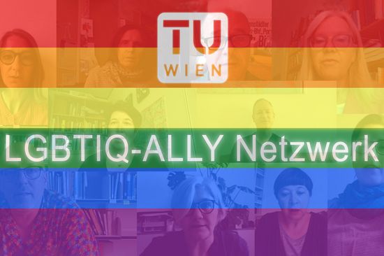 Die Allies mit darübergeblendeter Regenbogenfahnre