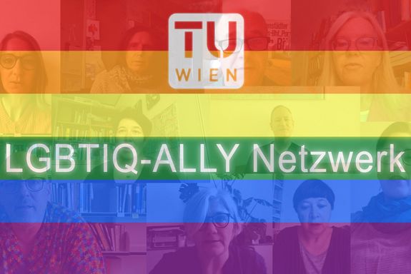 Die Allies mit darübergeblendeter Regenbogenfahnre