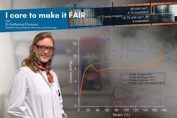 The image shows a woman in a lab coat. Next to her is a graph, and a laboratory bench is visible in the background.