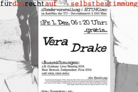 Flyer zur Filmvorführung "Vera Drake"