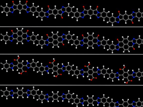 Molecular structures of hydrothermally generated plastics