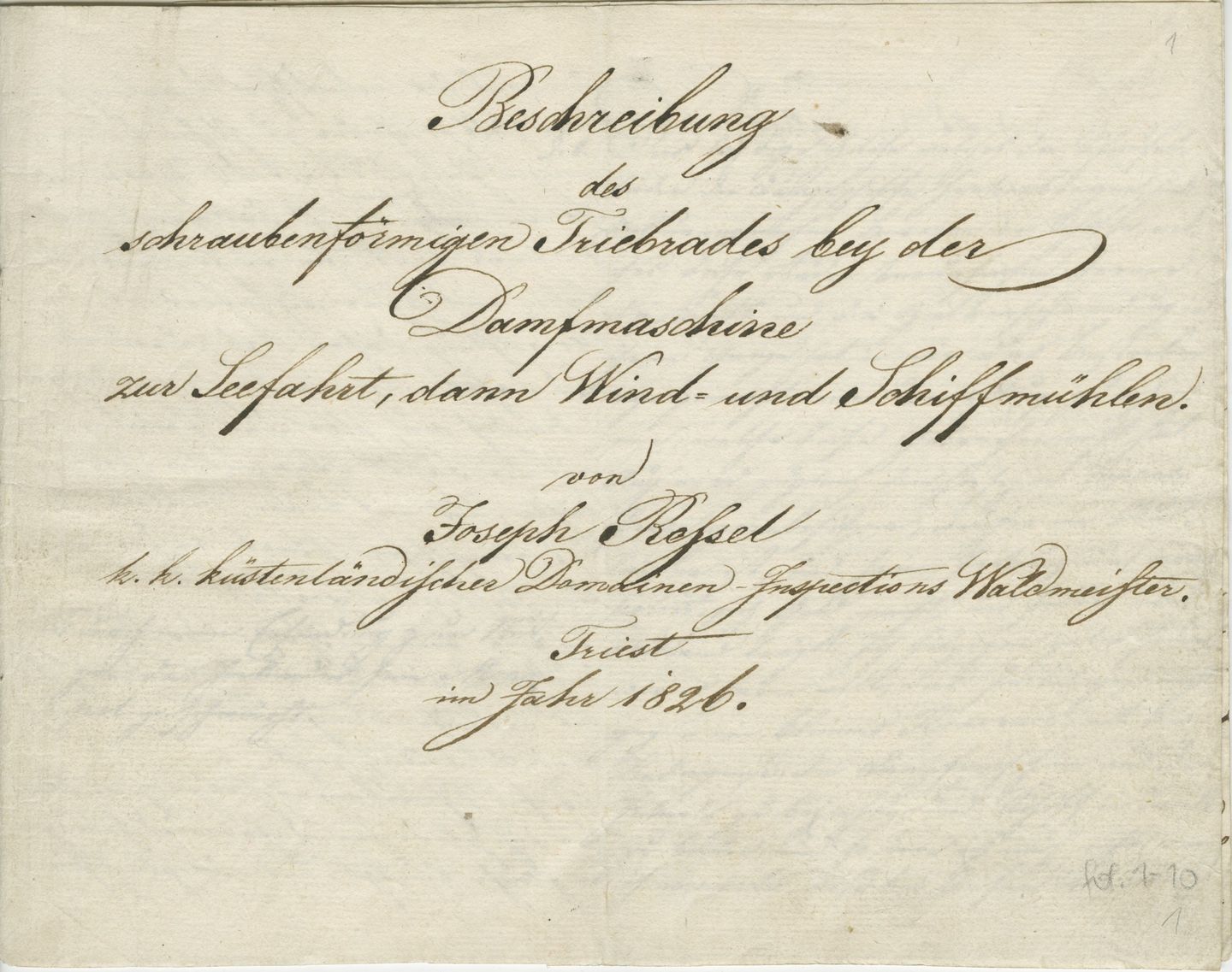 Beschreibung, Deckblatt