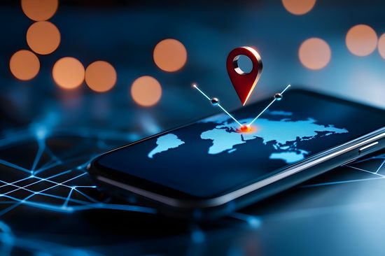 Ein Handy auf der Mappe der Erde