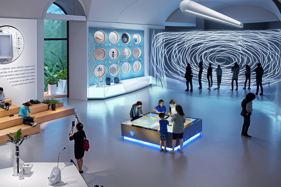 Entwurfsdarstellung des Innenraums der Aula nach Umbau