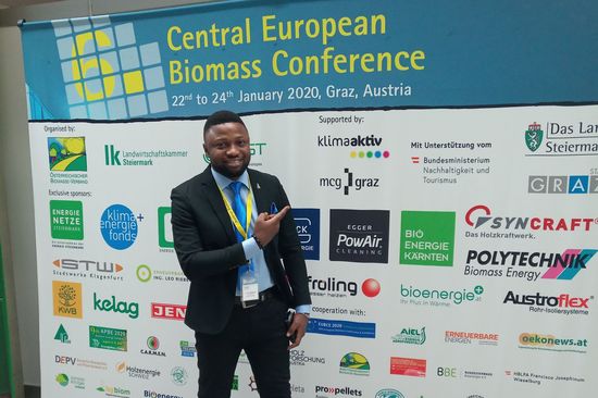 Student Olawole Oyewole at the Central European Biomass Conference 2020