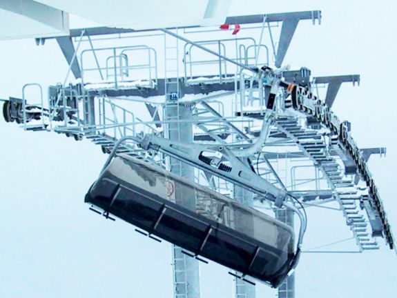 Winderregte Schwingung eines Sesselliftgehänges Winderregte Schwingung eines Sesselliftgehänges
