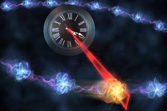 Künstlerische Darstellung einer Quantenuhr