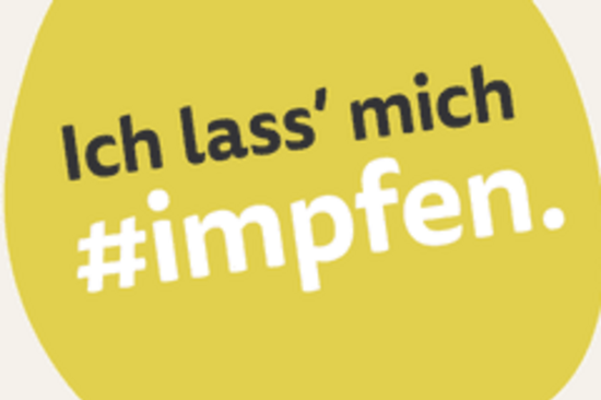 Sujet Österreich impft, gelbe Sprechblase mit Text "Ich lass mich #impfen"