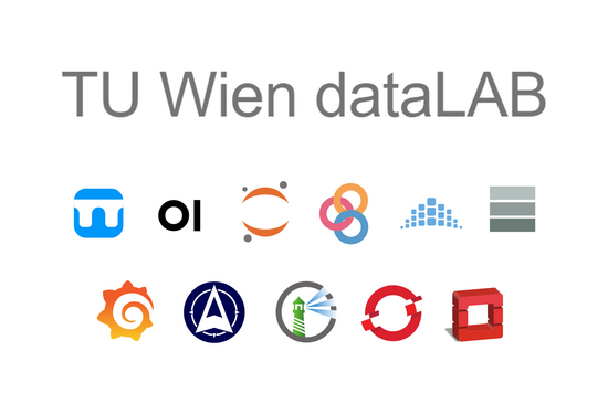 11 farbige Logos, darüber der Schriftzug "TU Wien dataLab".