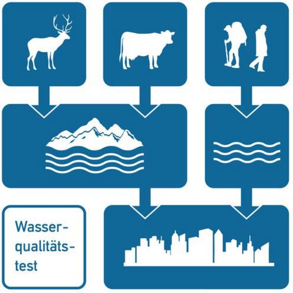 Ein Diagramm, das Bedingungen für den Wassertest zeigt (Menschen, Tiere)