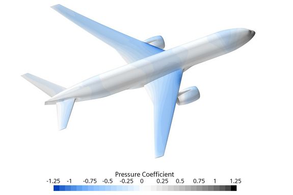 Pressure coefficients of the NASA ”Common Research Model“ configuration during cruise at Mach 0.2