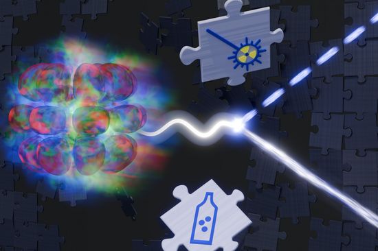 [Translate to English:] Zerfallender Atomkern und Neutron