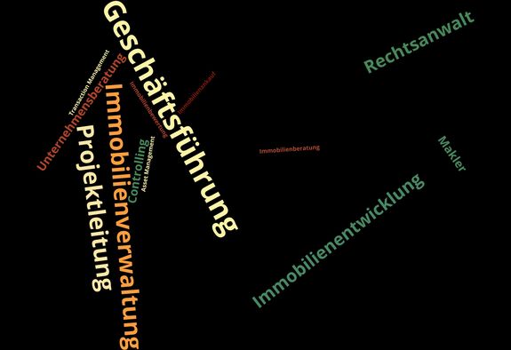 [Translate to English:] WordArt zu beruflichen Tätigkeiten der Studierenden