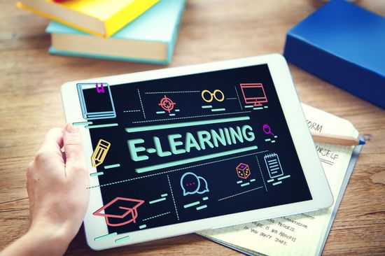 Laptop with the word E-Learning