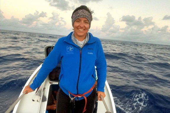 Ciara Burns während der Atlantik-Überquerung