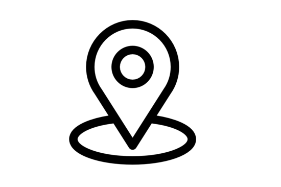 Das Bild zeigt das Icons eines Standortes. Gezeigt wird ein rundlicher Pfeil, welcher auf einen Kreis zeigt.