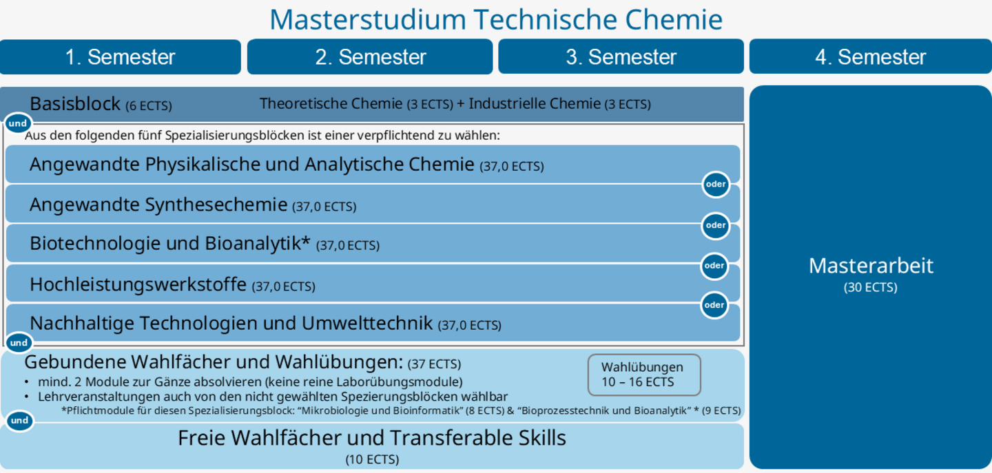 Grafische Darstellung des Studienplans Technische Chemie