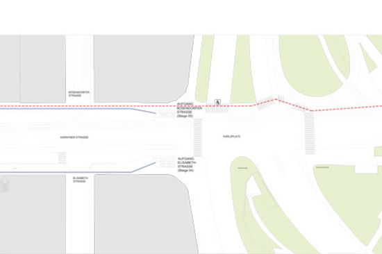 Sperre Ladenstraße - Station Karlsplatz (Copyright Wiener Linien)