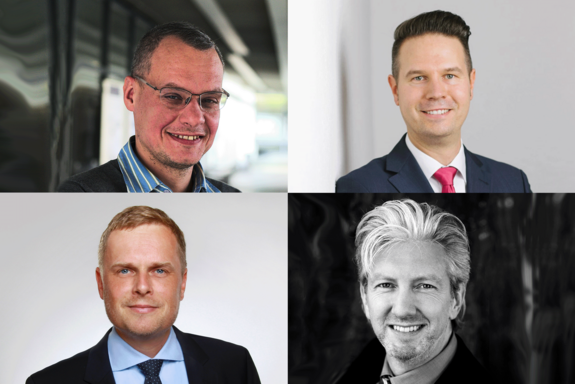 Collage vier neue TU Wien Professoren Grüneis, Hofko, Klöckl, Lulei