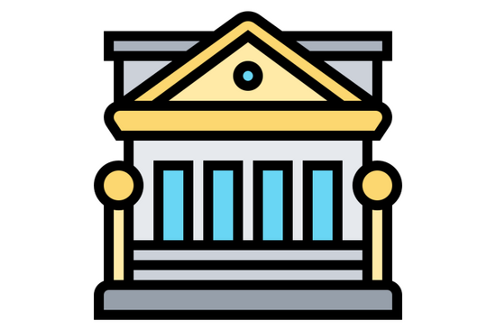 Das Bild zeigt das Icon eines Gebäudes, das an eine Institution oder Behörde erinnert zu sehen.