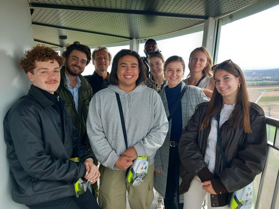 Group of students in wind turbine