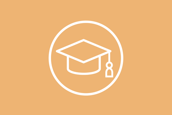 Unser Icon für "Lehre": Doktorhut im Kreis