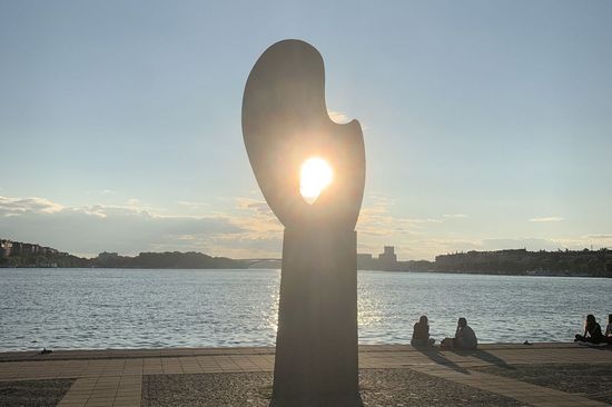 Sculpture on the riverbank