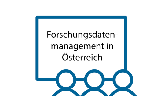 Unser Icon für Workshops mit dem Schriftzug "Forschungsdatenmanagement in Österreich"