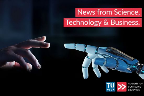 zwei Hände mit ausgestrecktem Zeigefinger, links Menschenhand, rechts Roboterhand