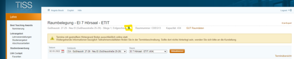 [Translate to English:] Screen: TUW Maps in TISS Lehre/ Raumbelegung
