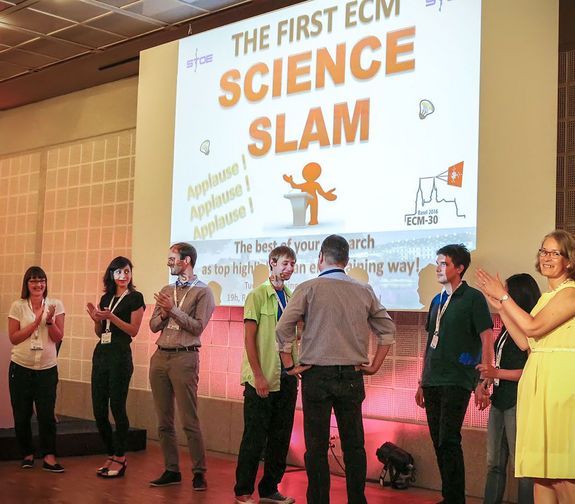 The first ECM Science Slam at ECM-30 in Basel 2016