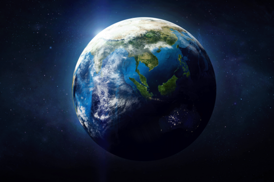 Planet Erde aus dem Kosmos betrachtet.