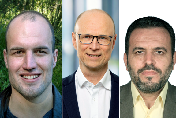 Portäts der drei neu Professoren Professor Michael Feischl, Professor Franz Winter und Gastprofessor Mohammad Farshi (von links)