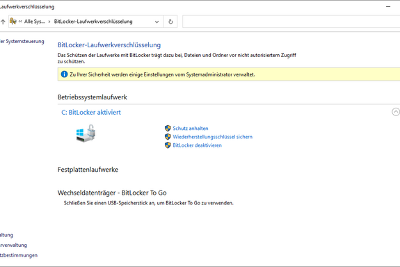 Bitlocker Einstellungen