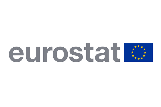 Das Eurostat Logo mit dem Namen und der europäischen Flagge.