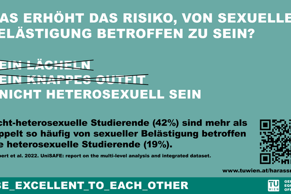 Ein Text auf türkisem Hintergrund. Der Text umfasst ein Sujet der Awarenesskampagne "Be excellent to each other".