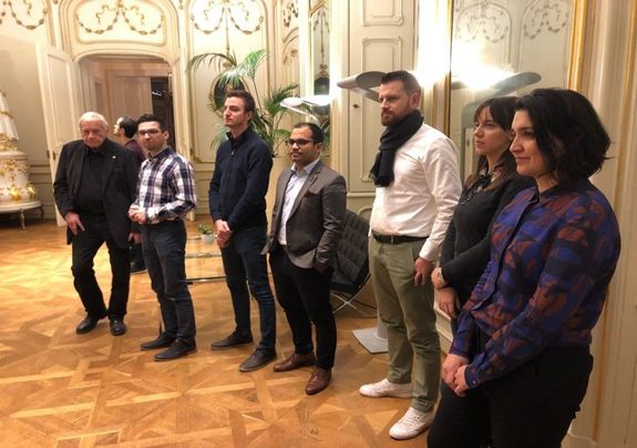 The students form the MSc Program Engineering Management with Prof. Kopacek at the Capital Bank