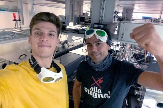 Two of the authors in the laser lab