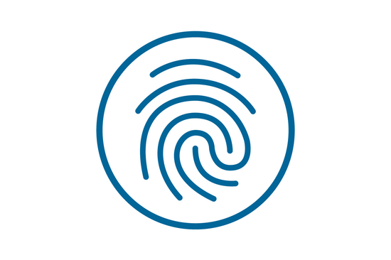 Unser Icon für persistente Identifikatoren: ein Fingerabdruck in einem Kreis.