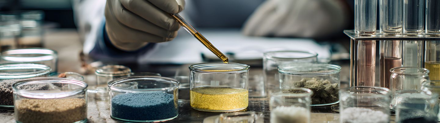  Wissenschaftler_in analysiert im Labor Seltenerdelemente für wissenschaftliche Zwecke