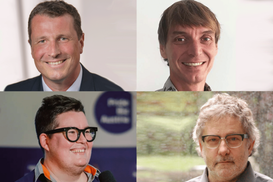 Collage mit vier Porträtbildern in Farbe.