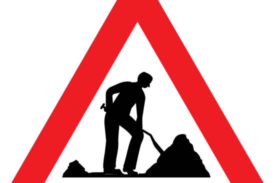Caution: Construction site sign
