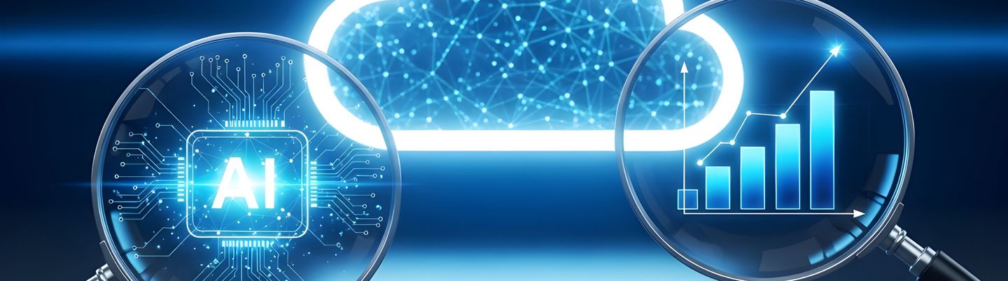 Cloud-KI-Datenanalyse mit Lupenkonzept