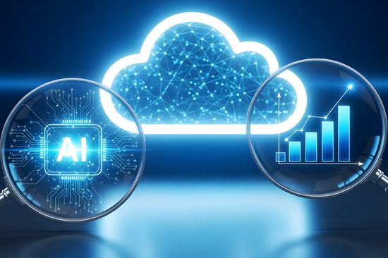 Cloud-KI-Datenanalyse mit Lupenkonzept